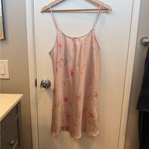 Valerie Stevens Blush Pink Floral Satin Slip Dress